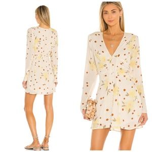 NEW FREE PEOPLE Date Night Mini Dress in Sunshine Combo Size L